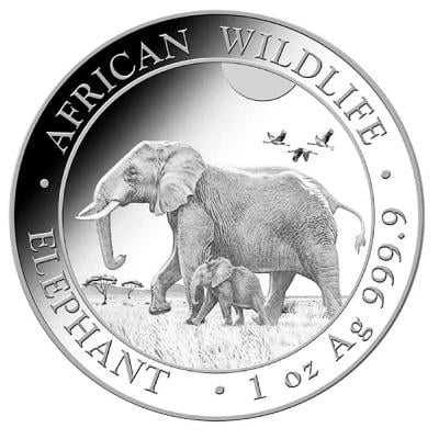 Stříbrná mince Elephant (Slon) 1 oz 2022 série African Wildlife