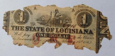 USA bankovku, 1$-1862r State of Louisiana 