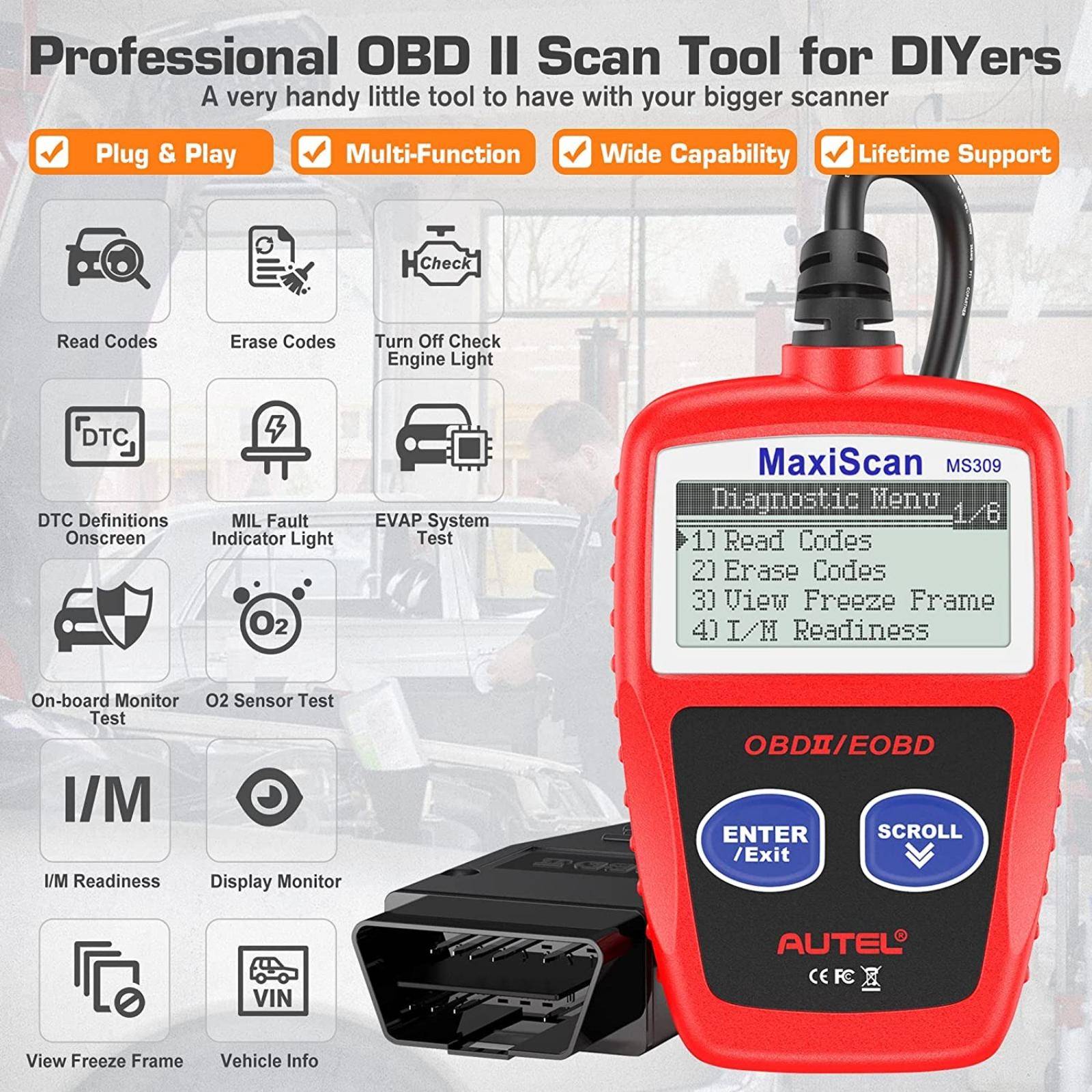 AutoDiagnostika MaxiScan MS309 CAN OBD2 skener diagnostika SKLADEM - Auto-moto