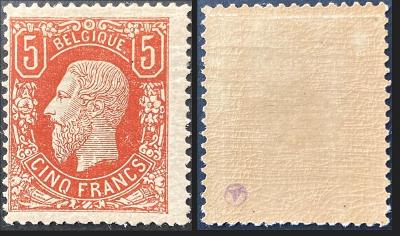 1878 Belgie Leopold II COB 37 * (kat. 2200 EUR)