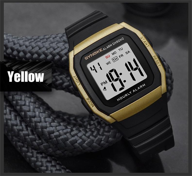 Digitální hodinky Synoke, šest barev podsvícení zlaté - Šperky a hodinky