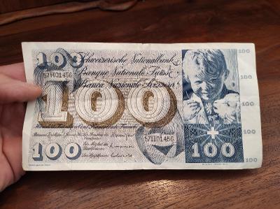 Stará Švýcarská bankovka - 100 Franků - rok 1967