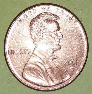 mince Spojené státy americké 1 cent, 2001