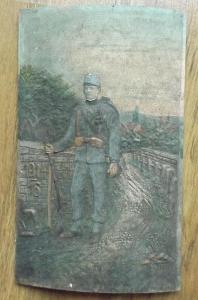 voják s puškou, malba na dřevě - 1. světová válka