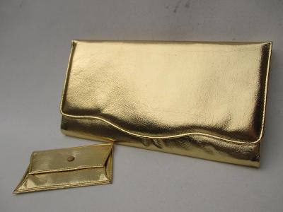 Retro dámská kabelka psaníčko s peněženkou - zlatá metalíza ČSSR 