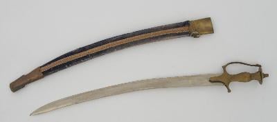 Exotická stará šavle, zdobené ostří, okolo roku 1880, látkou potažená