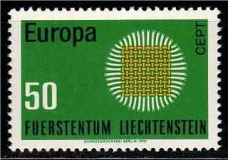 ** LICHTENŠTEJNSKO 1970: Společné vydání EUROPA CEPT, kat. 0,70 Mi€