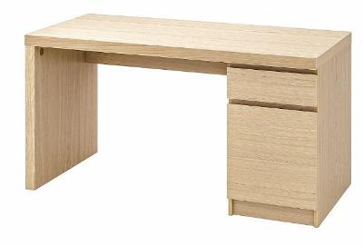 IKEA MALM Psací stůl, bíle mořená dubová dýha 140x65 cm