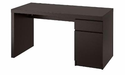 IKEA MALM Psací stůl, černohnědá 140x65 cm