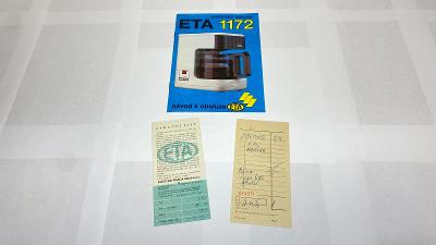 ETA letáček k překapávači elektrický kávovar 1172 + doklad