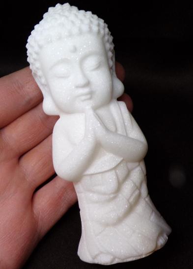 Jadeit Bílý - Soška - Malý Buddha - Přírodní Minerál - 120 mm