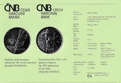 Certifikát k minci 2003 Vrchlický (pouze karta, bez mince!)