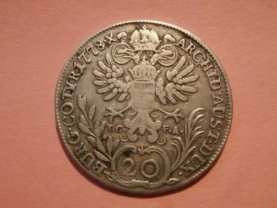 20 Krejcar 1778 , IC-FA , Vídeň , Marie Terezie