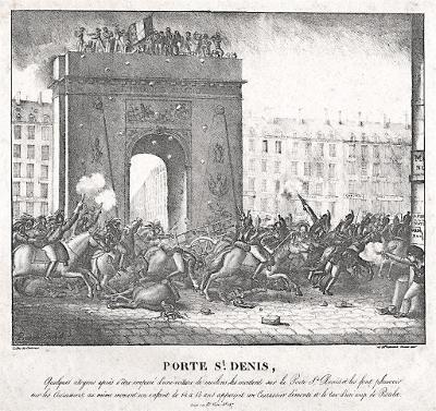 Porte St. Denis, litografie, (1830)