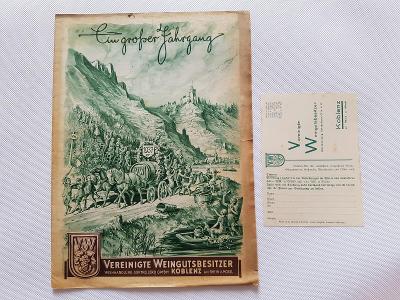 Starý reklamní prospekt brožura vinařství 1937 víno vinice Koblenz