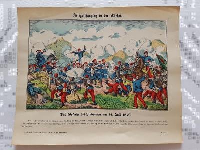 Starožitný obrázkový list obrázkové noviny 1876 Srbsko-turecká válka