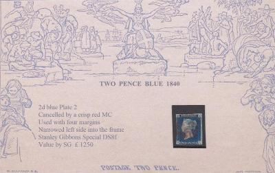 1840 První známky světa, Two Pence Blue, TD 2, SG spec.DS8f