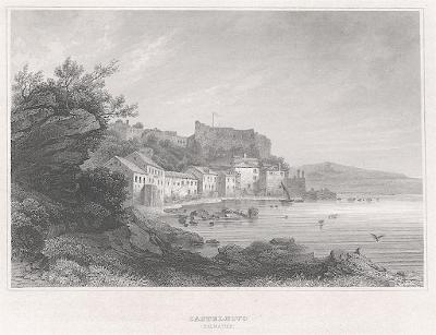 Kaštel Novi Dalmacie, Meyer, oceloryt, 1850