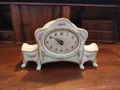 Krásné staré porcelánové hodiny - Royal Dux KOMTESA - nepoškozené