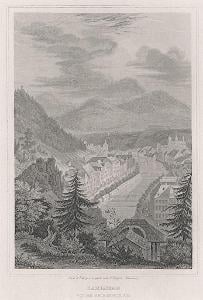 Karlovy Vary od Mariánské, oceloryt, 1842