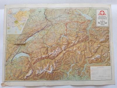 Reklamní prospekt průvodce rozkládací turistická mapa Švýcarsko 1922