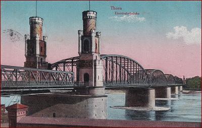 Torun (Thorn) * železniční most, řeka, část města * Polsko * Z069