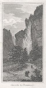 Staubach vodopád, Kleine Univ., oceloryt, 1844