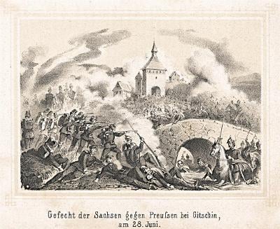 Jičín sasové bitva, Litografie, (1870)