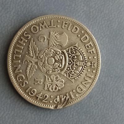 2 shillings 1942, Velká Británie, George VI., Ag .500