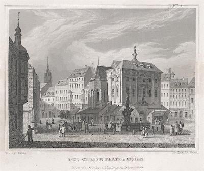 Brno náměsti, Lange, oceloryt, 1842