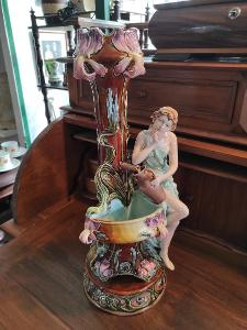 Stará nádherná porcelánová majoliková žardiniéra (váza) - Čistá secese