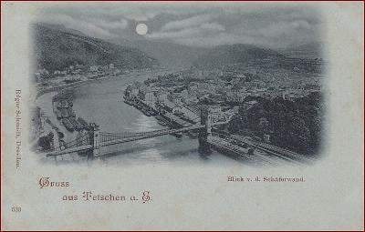 Děčín (Tetschen) * most, lodě, noční pohled na část města * M539