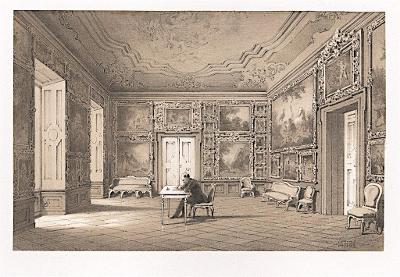 Valtice interier, Curland, litografie 1867