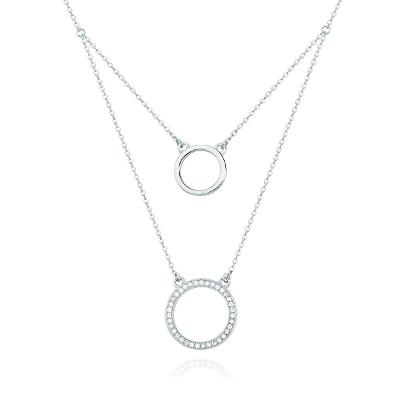 Stříbrný náhrdelník 925/1000 Kruhy cubic zirconia