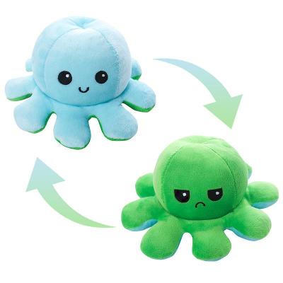 Oboustranná plyšová chobotnice  0610 zeleno-modrá