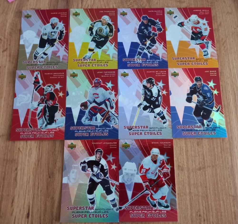 Kompletní set insertních karet - UD McD 05/06 Superstar spotlight - Hokejové karty