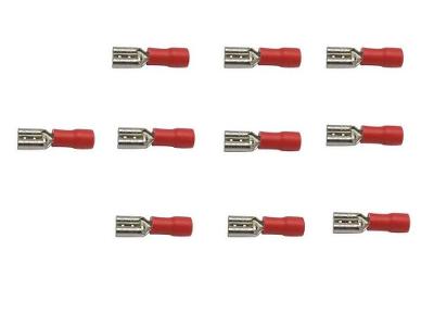 Faston-zdířka 6,3mm červená pro kabel 0,5-1,5mm2  sada 10 ks