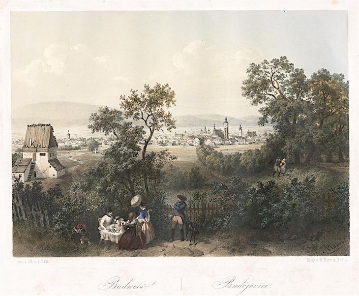 České Budějovice b., Haun, kolor. litografie, 1860 - Antikvariát