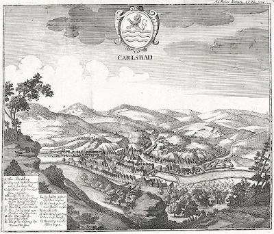 Karlovy Vary, Messrelationen,  mědiryt, 1732