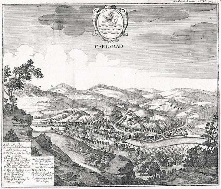 Karlovy Vary, Messrelationen,  mědiryt, 1732 - Antikvariát