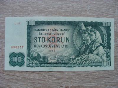 100 Kčs 1961 G49 058177 0/0 originál foto zvlnění nad číslem bankovky
