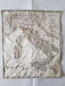 Starožitná mapa Itálie Malta Sicílie 1831 C.F. Weiland Weimar 57x50cm