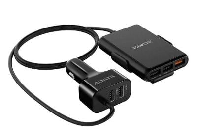 Adaptér do auta ADATA CV0525 černý, rychlonabíječka do auta 5x USB
