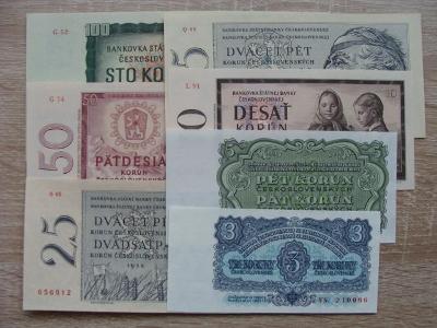 Sada 7 neplatných bankovek z roků 1958-1964 UNC, pravé a neperforované