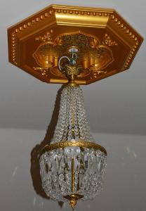 Zámecký lustr - Broušené sklo + bronz - Krásný kus 