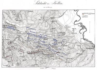 Kolín bitva , mědiryt, 1840