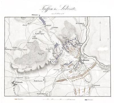 Lovosice bitva , mědiryt, 1840