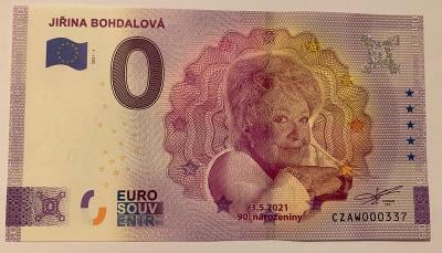 0 Euro Souvenir bankovka Jiřina Bohdalová č. 337