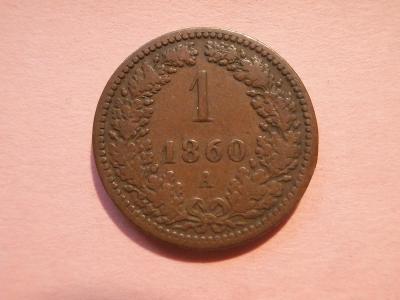 1 Krejcar 1860 A,   PĚKNÝ , Č2