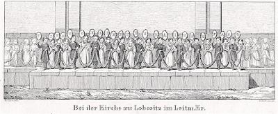 Lovosice kostel , Glasser, litografie, 1836
